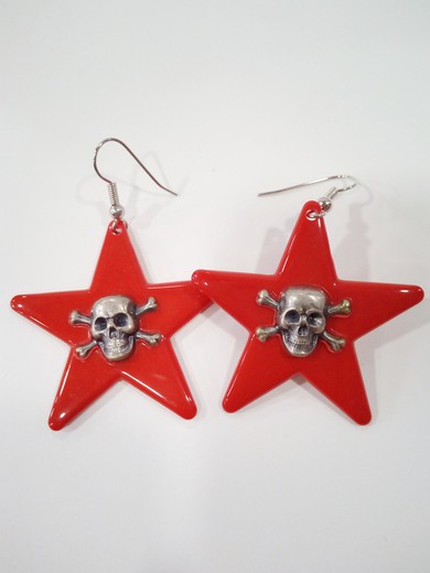 Boucles d'oreilles en argent Red Star Skull