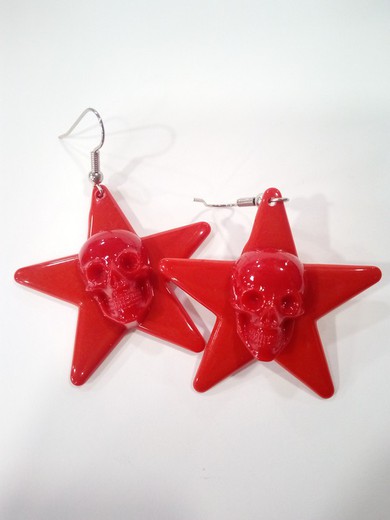 Red Star Red Earrings