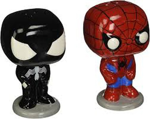 Spiderman and venom pepper shaker.