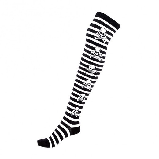 Socks Stripes Wht Blk And Skull