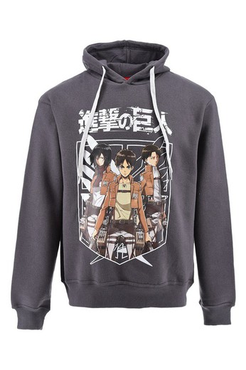 Sudadera Cap Attack on Titan Grey Japan Letras