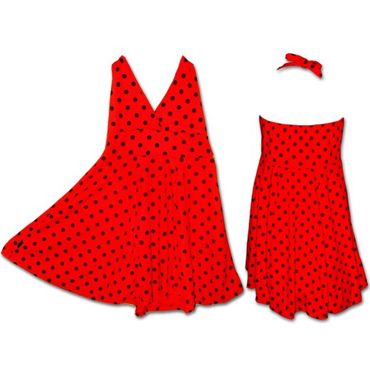 Bolinhas vermelhas com vestido pin-up feminino