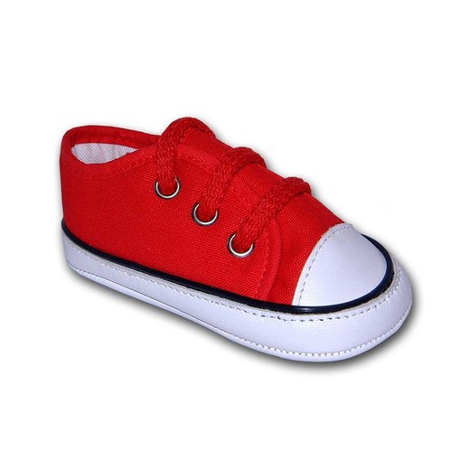 Chaussure en cuir rouge pour bébé avec cordon rouge
