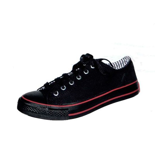 Short Low Sneakers Black Red Line C / F