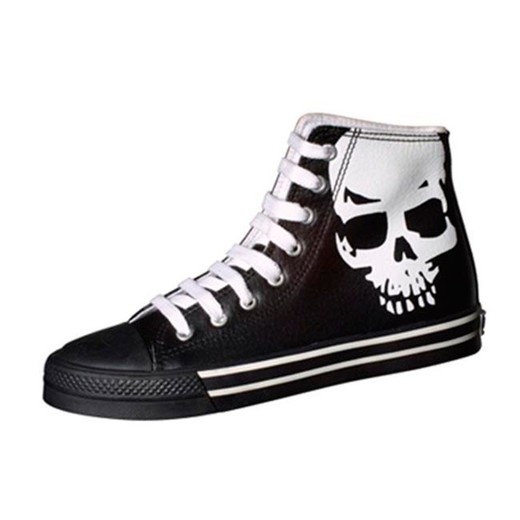 "Zapatilla Black Leather White Skull ""Scourge"""