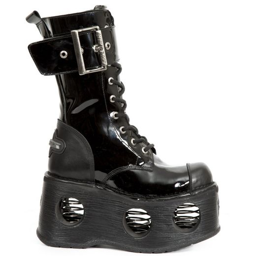 Botas New Rock M.312-S5 Crust Negro, Charol Negro, Space Muelles