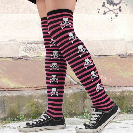 Calcetines sobre la rodilla rayas