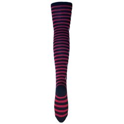 Calcetines sobre la rodilla rayas rojo y negro