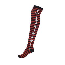 Calcetines sobre la rodilla rayas rojo y negro