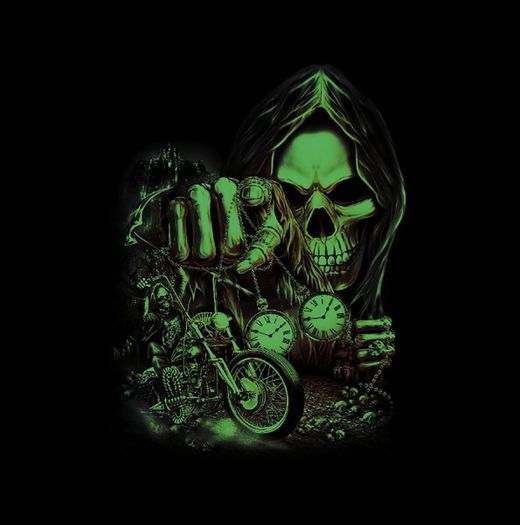 Camiseta Biker Death Skull -Glow in the Dark