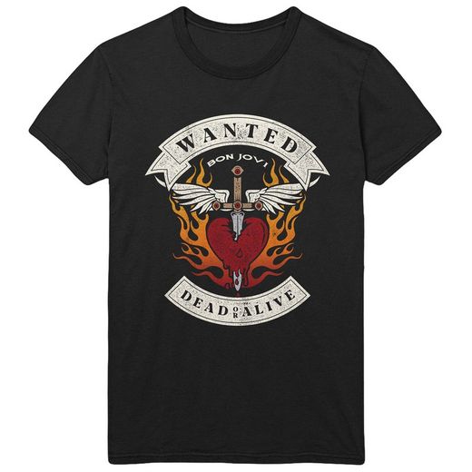 Camiseta Bon Jovi unisex: Wanted Flames