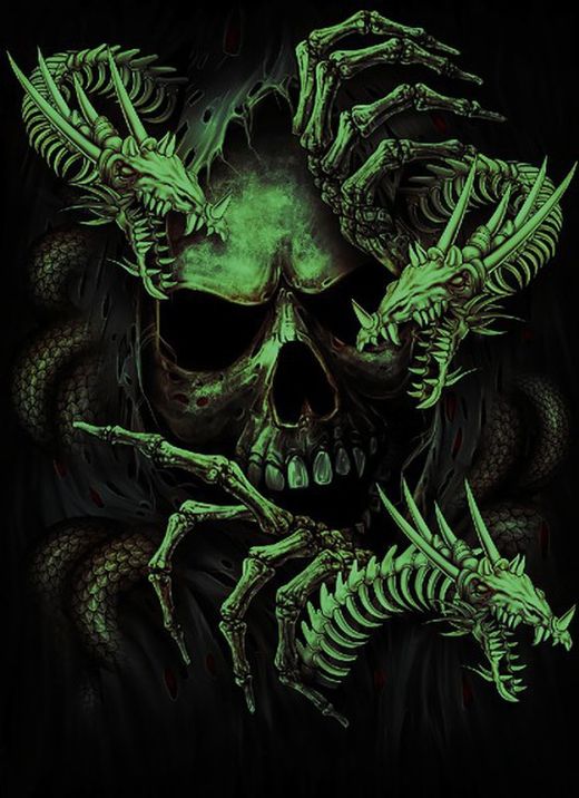 Camiseta Calavera Dragones - Glow in the Dark