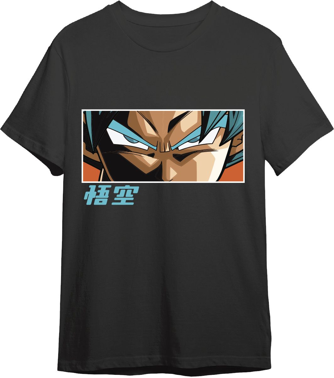 Camiseta Dbs Goku Super Saiyan Blue Eyes Negro T