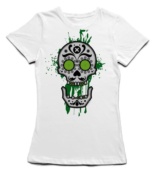 Camiseta entallada Calavera Psico en blanco