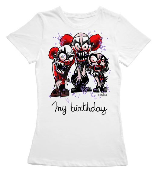 Camiseta entallada My Birhtday en blanco