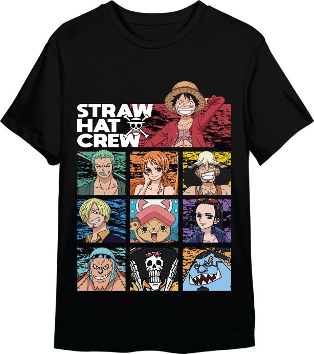 Camiseta One Piece Crew Cuadros Negro T
