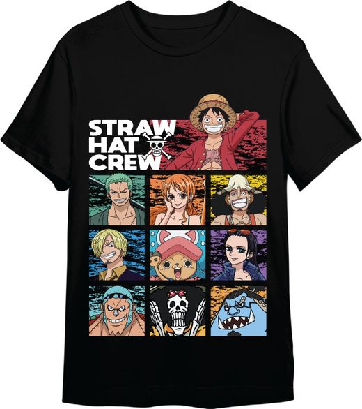 Camiseta One Piece Crew Cuadros Negro T