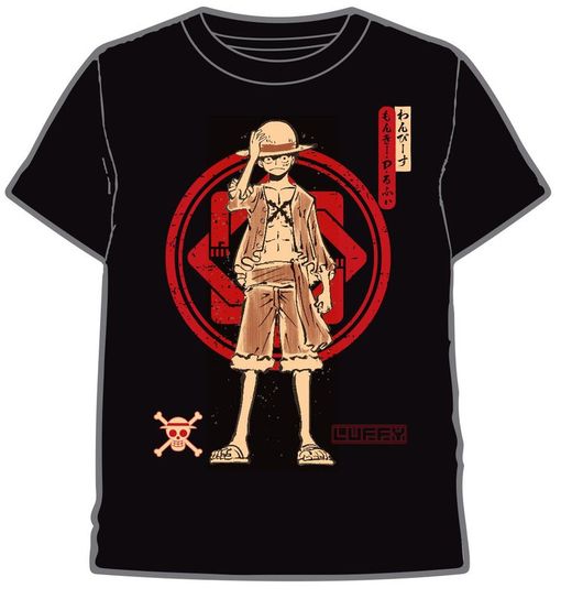 CAMISETA ONE PIECE LUFFY ESCUDO ROJO