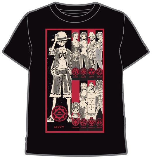 CAMISETA ONE PIECE LUFFY Y PERSONAJES FONDO