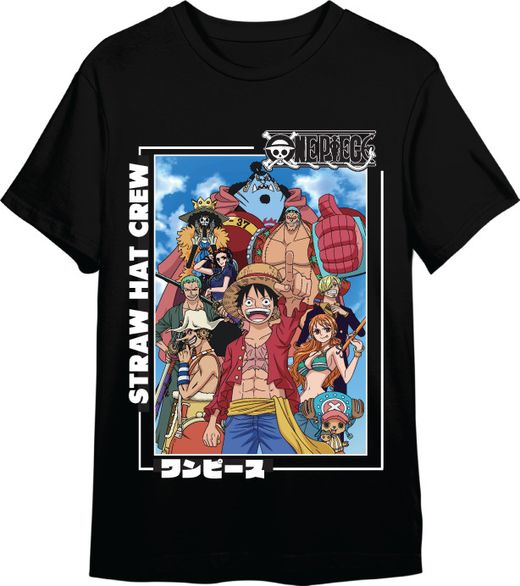 Camiseta One Piece Straw Hat Crew Negro T