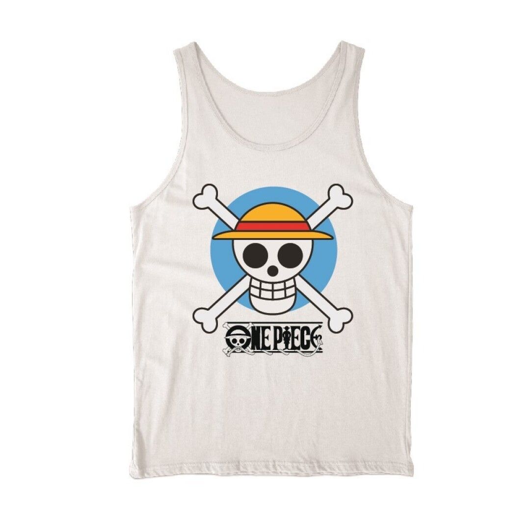 Camiseta Tirantes One Piece Circle Skull Blanco T