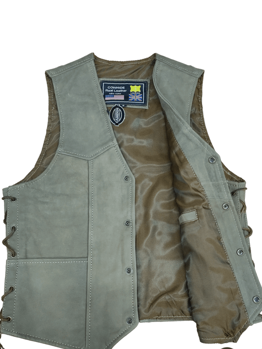 Chaleco cuero marron ante