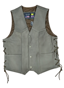 Chaleco cuero marron ante