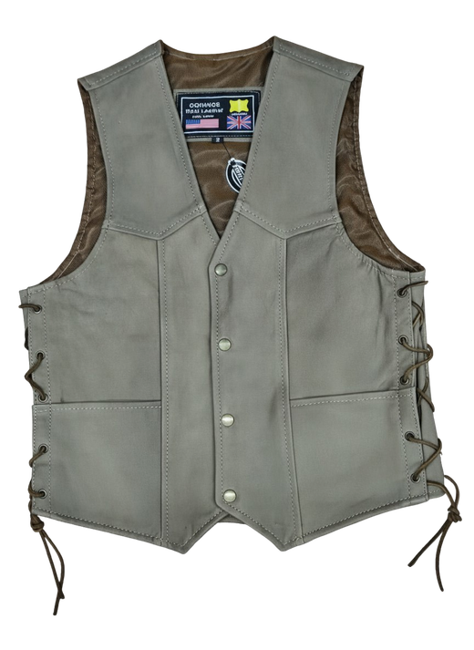 Chaleco cuero marron ante