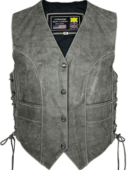 Chaleco cuero marron chica