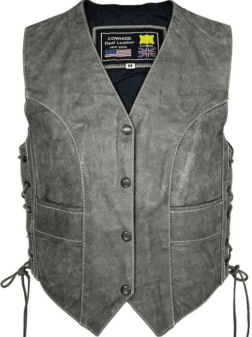 Chaleco cuero marron chica