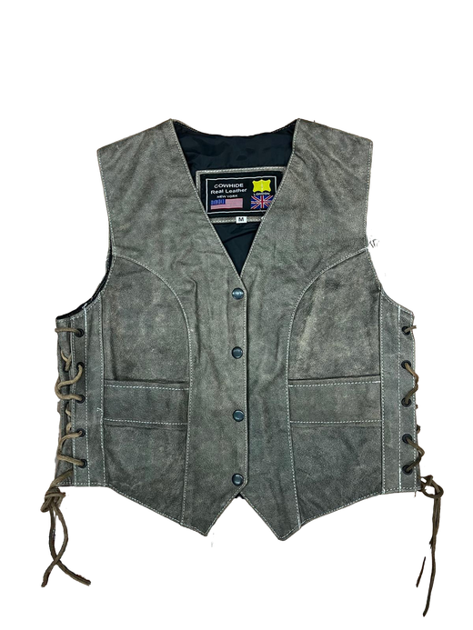 Chaleco cuero marron chica