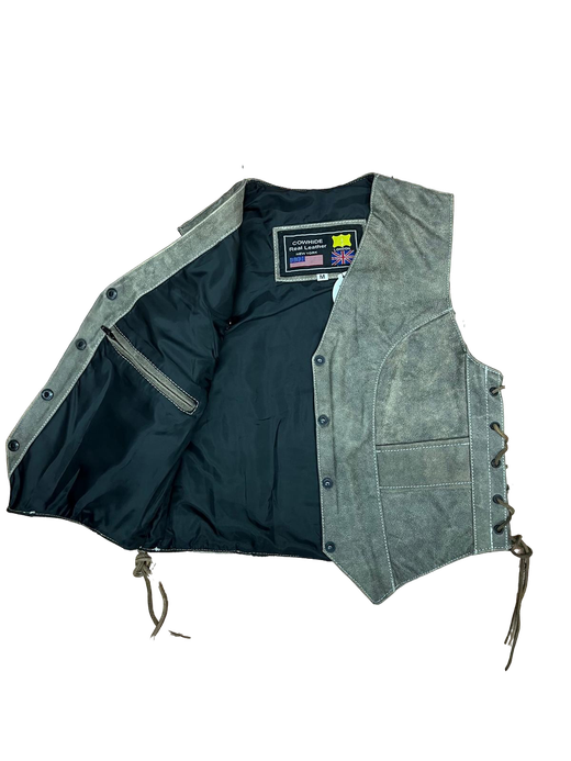 Chaleco cuero marron chica