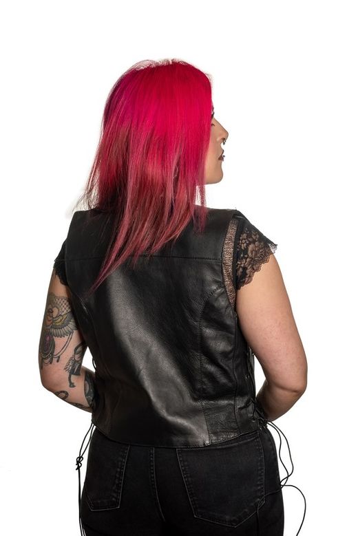 Chaleco cuero negro chica clasico