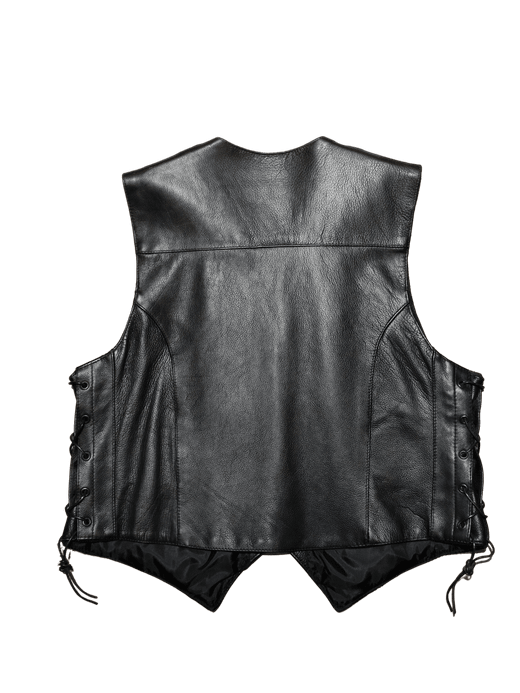 Chaleco cuero negro chica clasico