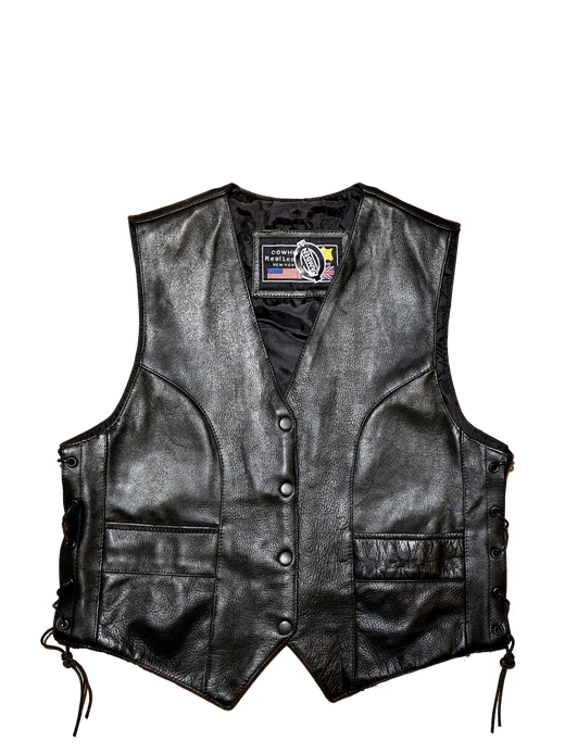 Chaleco cuero negro chica clasico