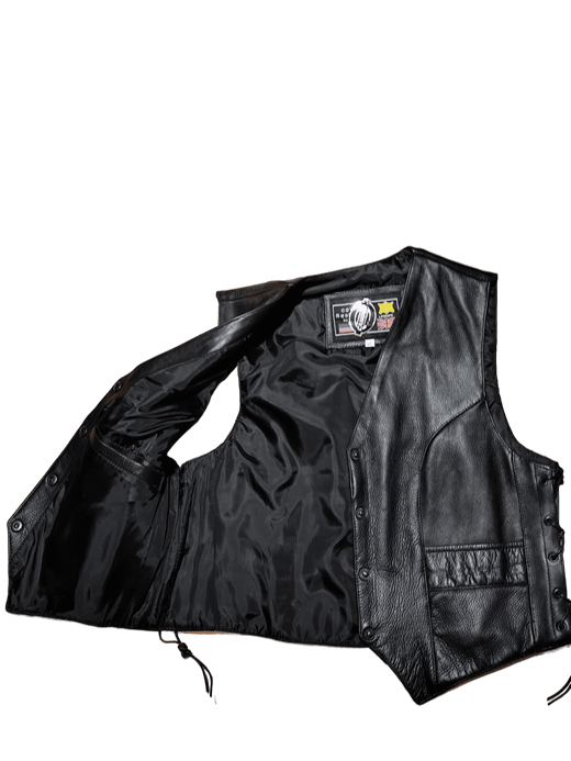 Chaleco cuero negro chica clasico