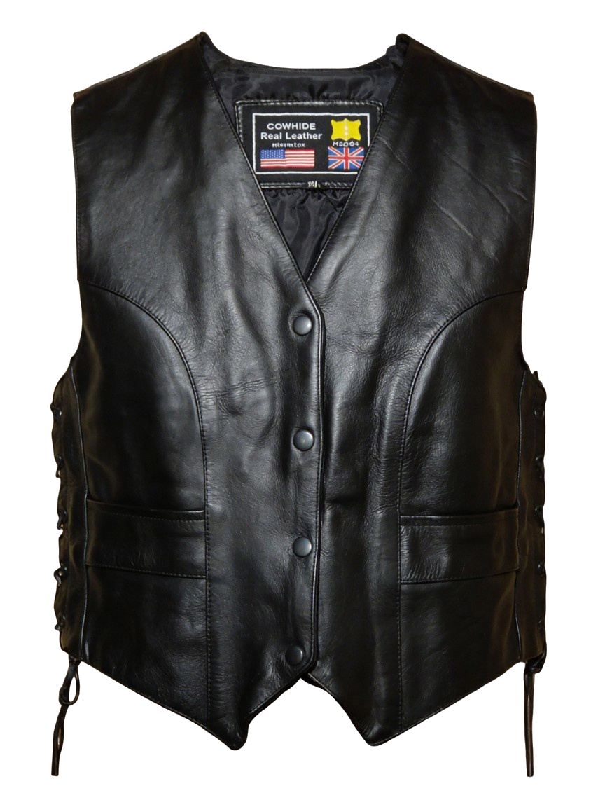 Chaleco cuero negro chica clasico 3XL