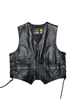 Chaleco cuero negro chica clasico