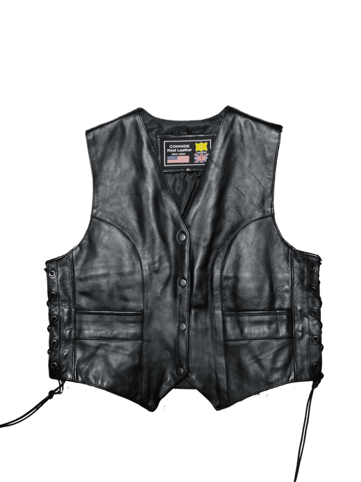 Chaleco cuero negro chica clasico