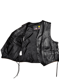 Chaleco cuero negro chica clasico