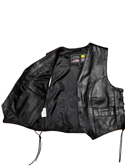 Chaleco cuero negro chica clasico