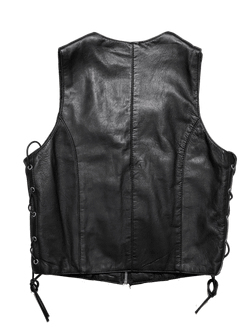 Chaleco cuero negro chica con cremallera