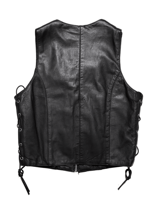 Chaleco cuero negro chica con cremallera