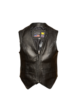 Chaleco cuero negro chica con cremallera