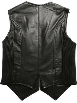 Chaleco cuero negro chica con cremallera