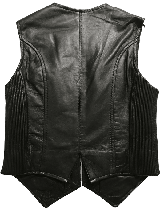 Chaleco cuero negro chica con cremallera