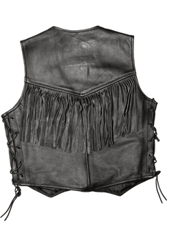 Chaleco cuero negro chica con flecos