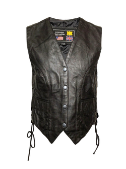 Chaleco cuero negro chica de napa clasico