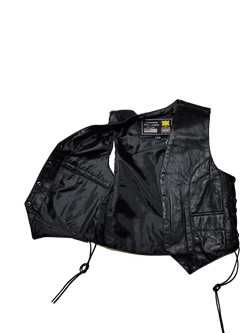 Chaleco cuero negro chica de napa clasico