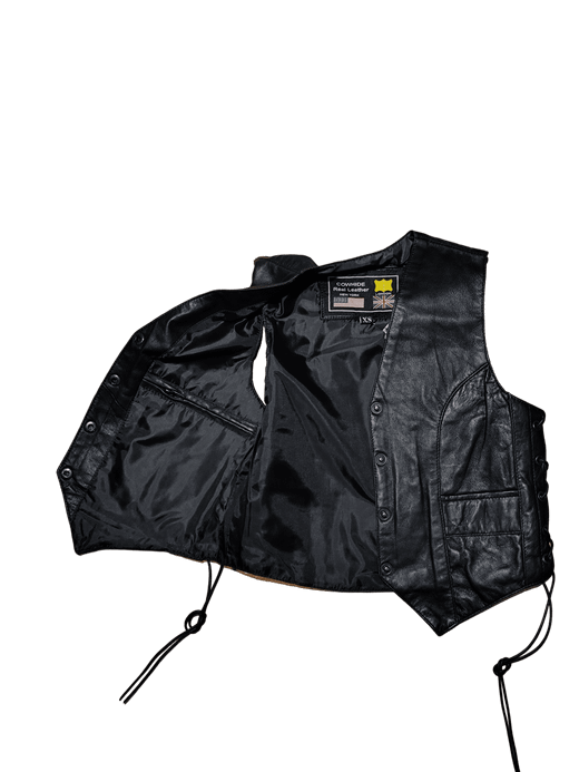 Chaleco cuero negro chica de napa clasico